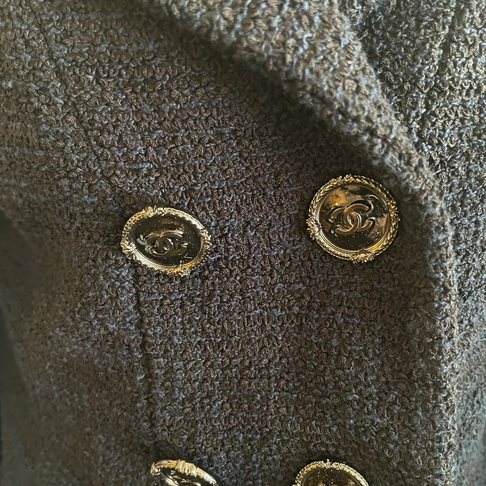 🖤Chanel Navy Tweed De cotton Jacket %100 Authentic 🖤 - Picture 6 of 11